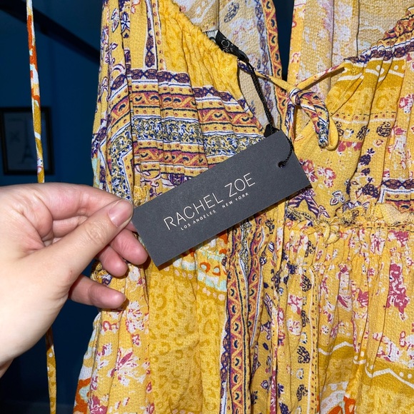 NEW NWT Rachel Roy Free People Bellini Patchwork Tank Open V Tie Accent XS - Picture 4 of 7